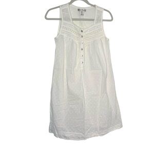 Marisa Christina White Swiss Dot Classic Modest Sleeveless Cotton Nightgown